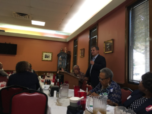 Candidate for Attorney General Josh Stein presents at AFSCME 165 Luncheon in Raleigh